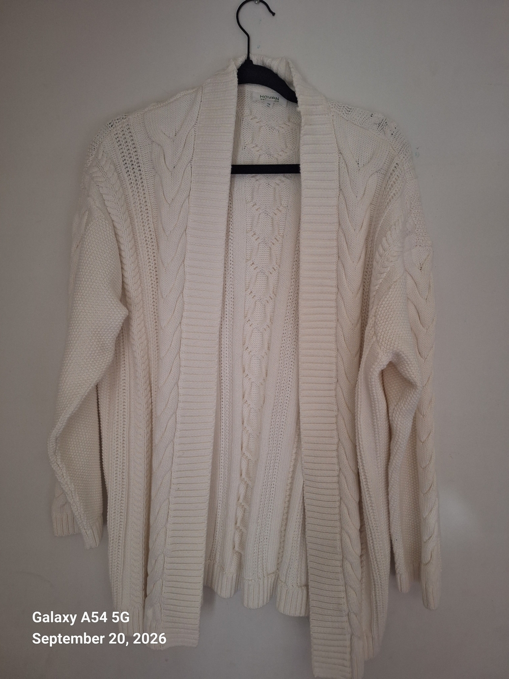 HAVEN Well Within - Open-Front Cable Knit Cardigan Sweater - Cream - Cozy